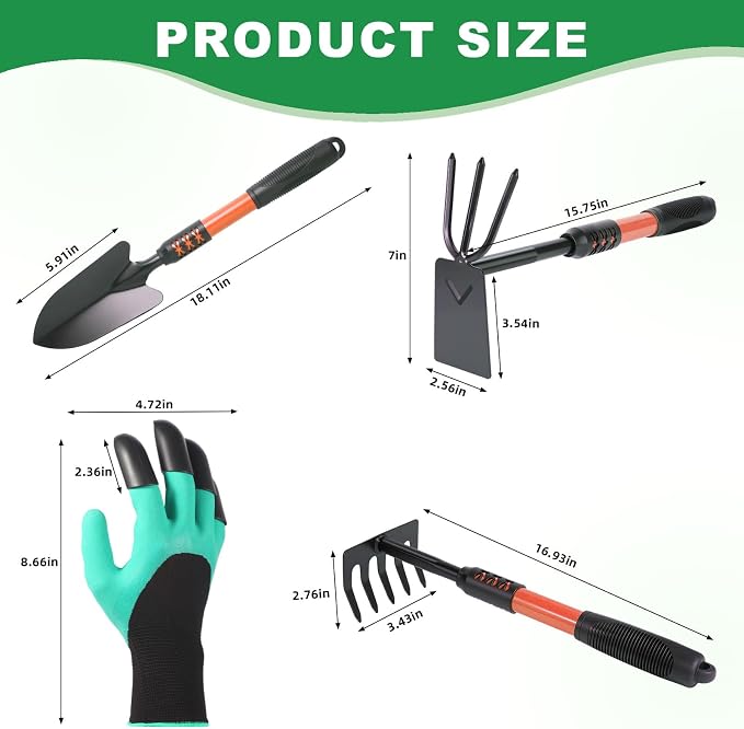 4 Piece Stainless Steel Garden Tool Set For Digging And Planting Image 2