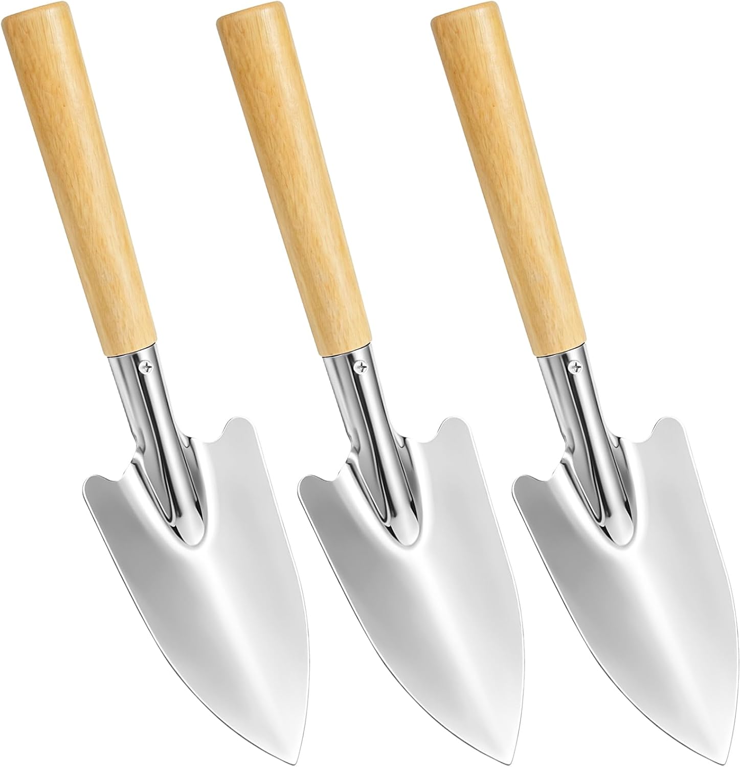 Heavy Duty Garden Hand Trowel Set with Wooden Handles for Digging and Transplanting Image 2