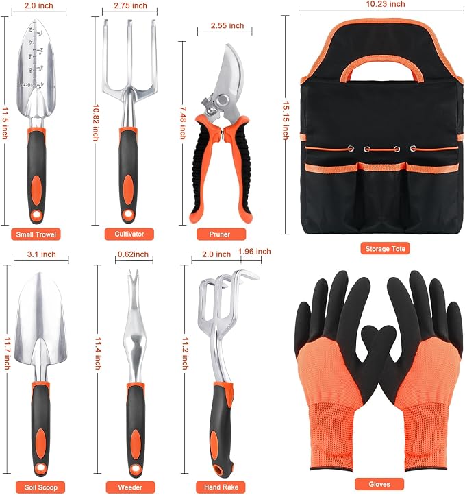 8 Piece Garden Tool Set With Ergonomic Handle And Storage Bag Image 2