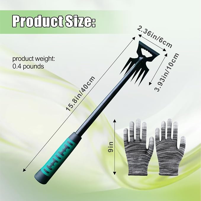 2 Piece Weed Puller Tool Set With Multi Tooth Steel Head Image 2