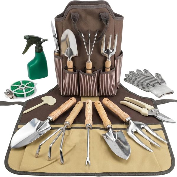 12 Piece Gardening Tool Kit with Organizer Bag and Apron