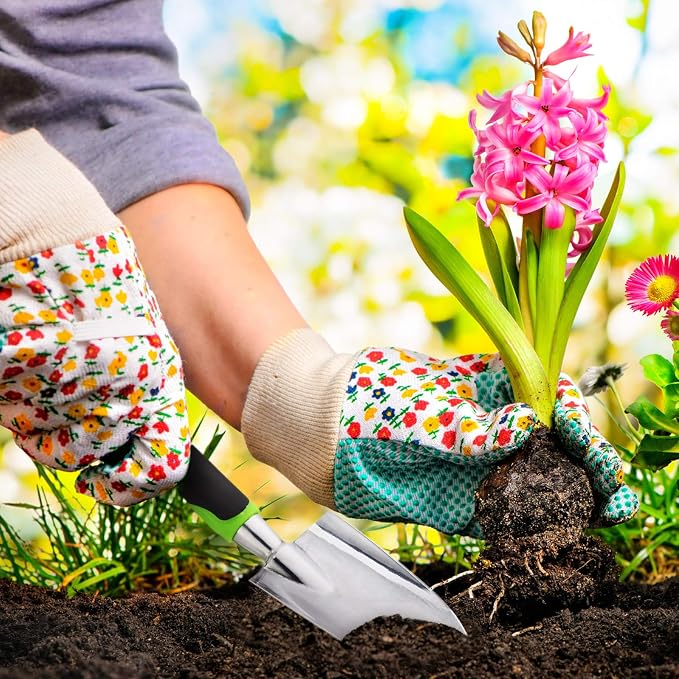 Aluminum Garden Trowel Set with Non Slip Handles for Digging and Planting