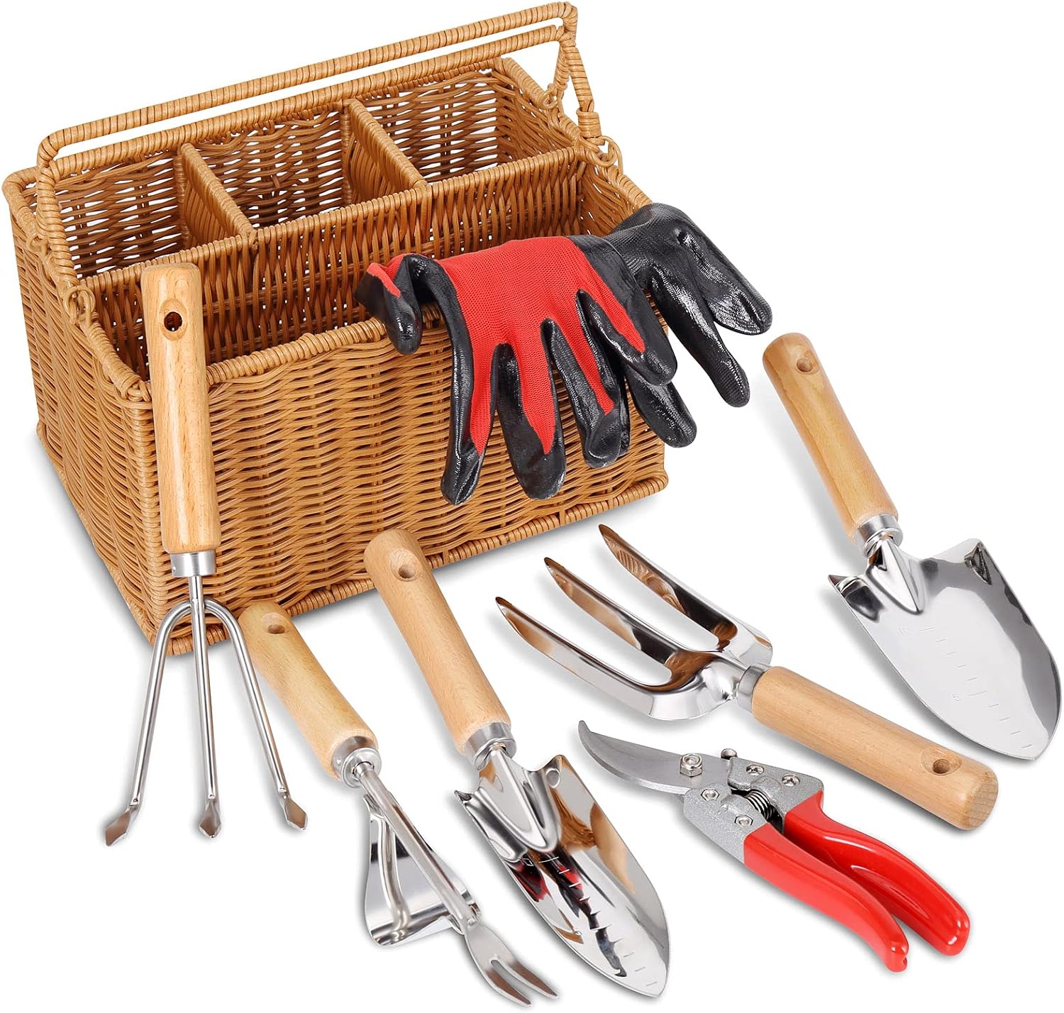 8 Piece Garden Tool Set with Storage Basket