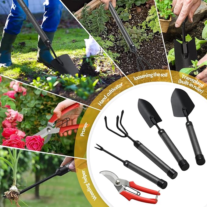 5 Piece Long Handle Garden Tool Set With Basic Hand Tools Image 2