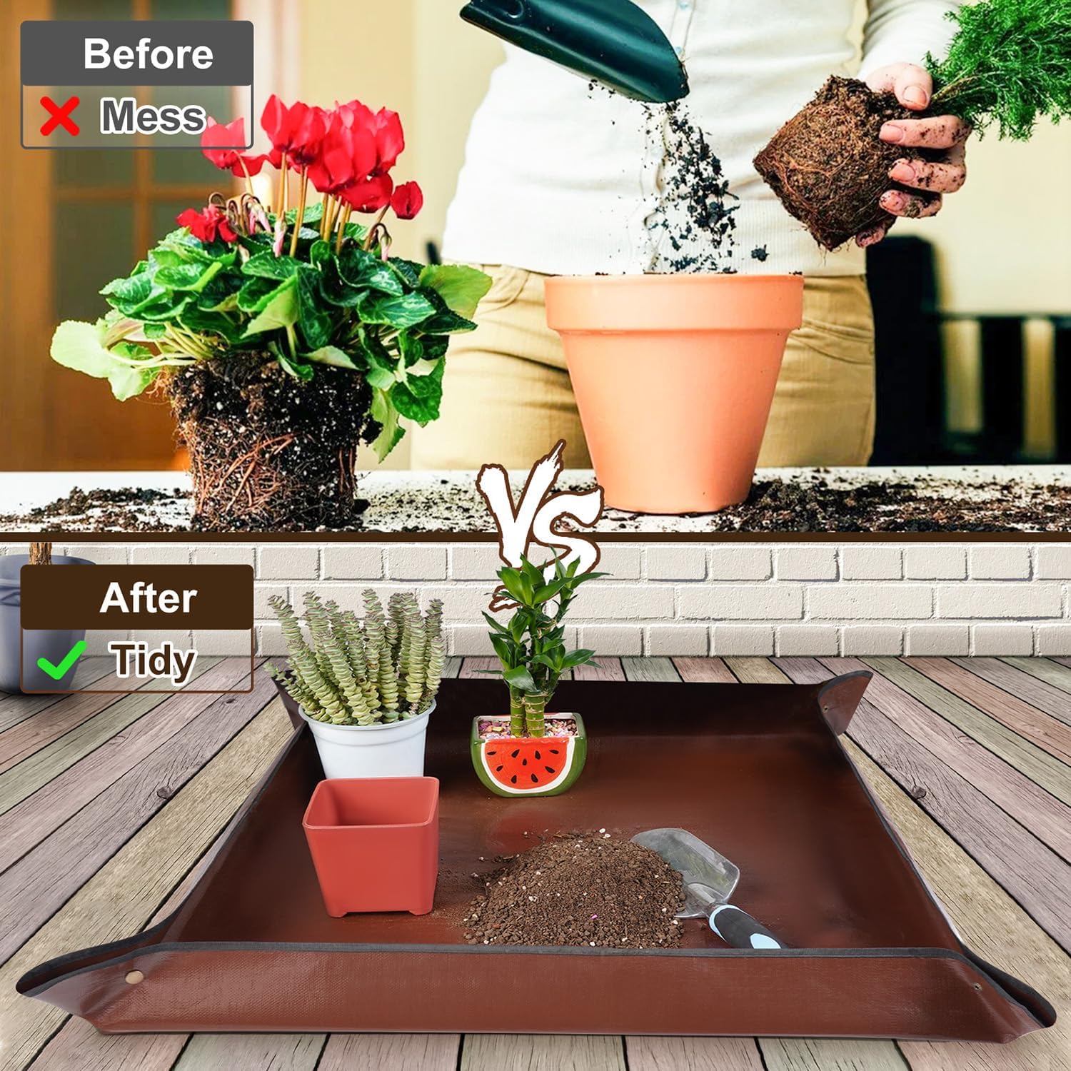 27 Inch Foldable Waterproof Plant Repotting Mat Image 2