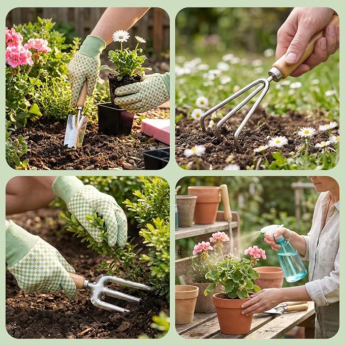 9 Piece Garden Tool Set With Tote Bag, Rust Resistant