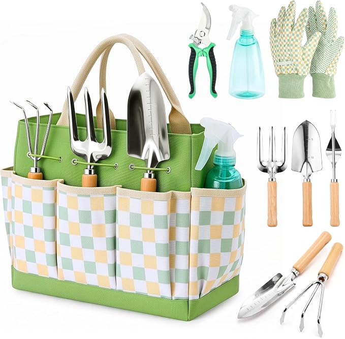 9 Piece Garden Tool Set With Tote Bag, Rust Resistant Image 2