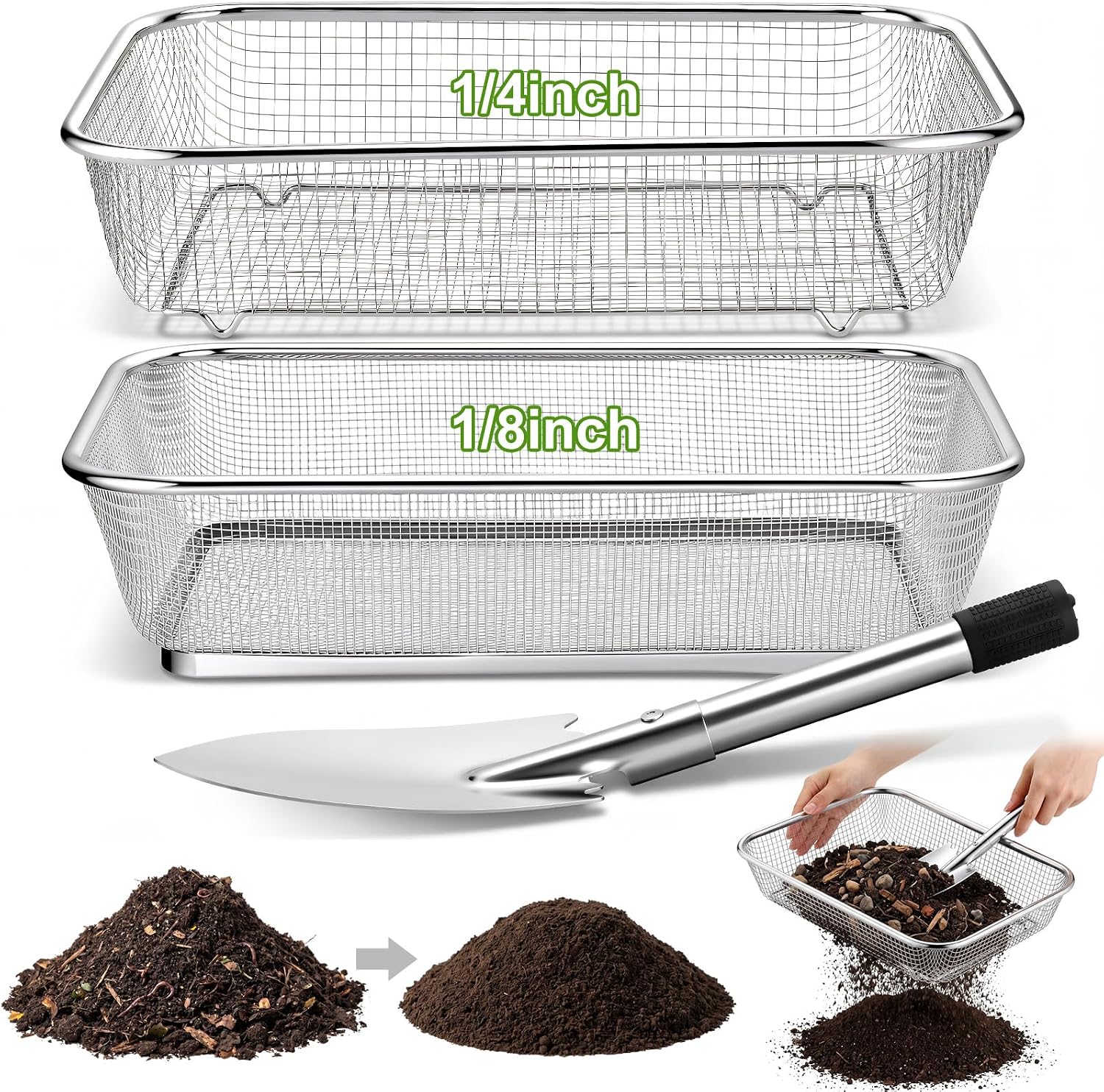 Garden Soil Sifter Set with Trowel for Filtering Soil and Potting Image 2